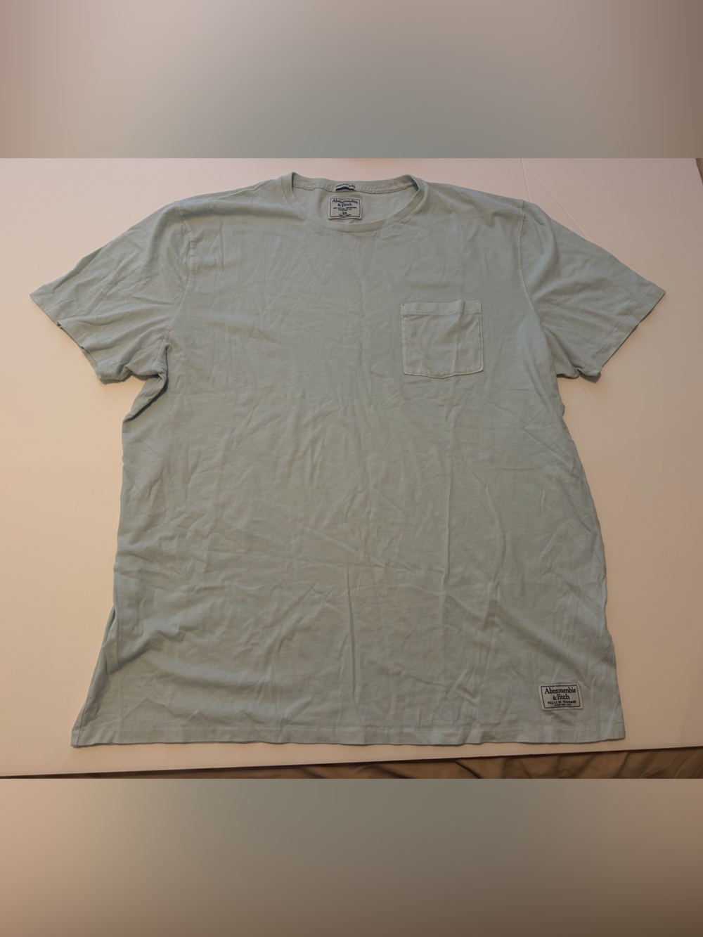 Abercrombie & Fitch Men's Light Blue Pocket Tee